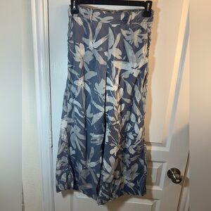 Cynthia Rowley Blue and Cream Floral Wide Leg Pants
